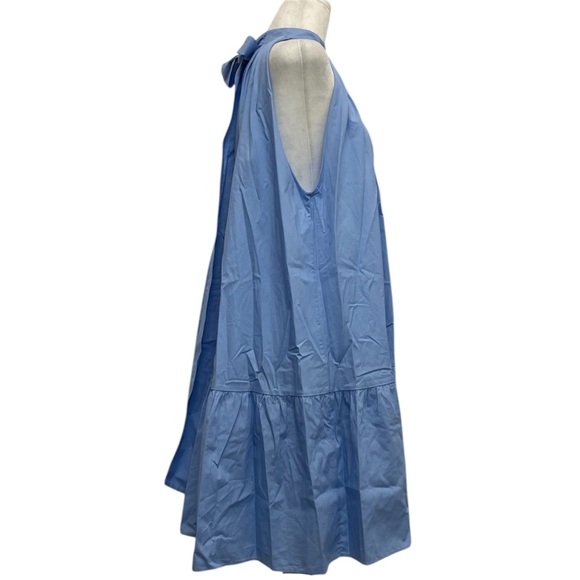 & Other Stories Blue Halter Bow Back Mini Trapeze Dress - Picture 6 of 10